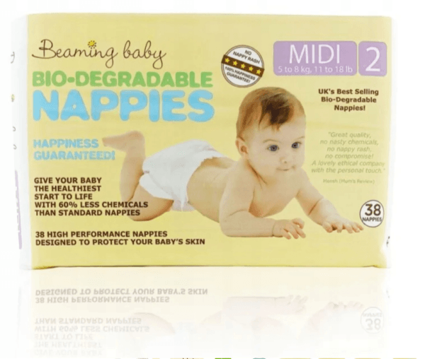 BEAMING BABY pieluszki jednorazowe MIDI 2 38szt biodegradowalne bambusowe