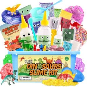 ZESTAW KREATYWNY DZIECI GELZ STARTOWY DINOSAURS SLIME KIT GLUTY DINO DIY