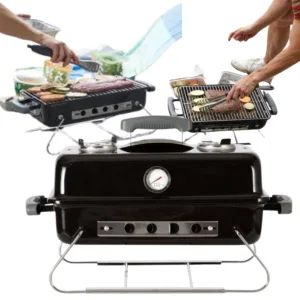 GRILL WĘGLOWY TURYSTYCZNY Z TERMOMETREM ZAMYKANY PRZENOŚNY GO ANYWHERE